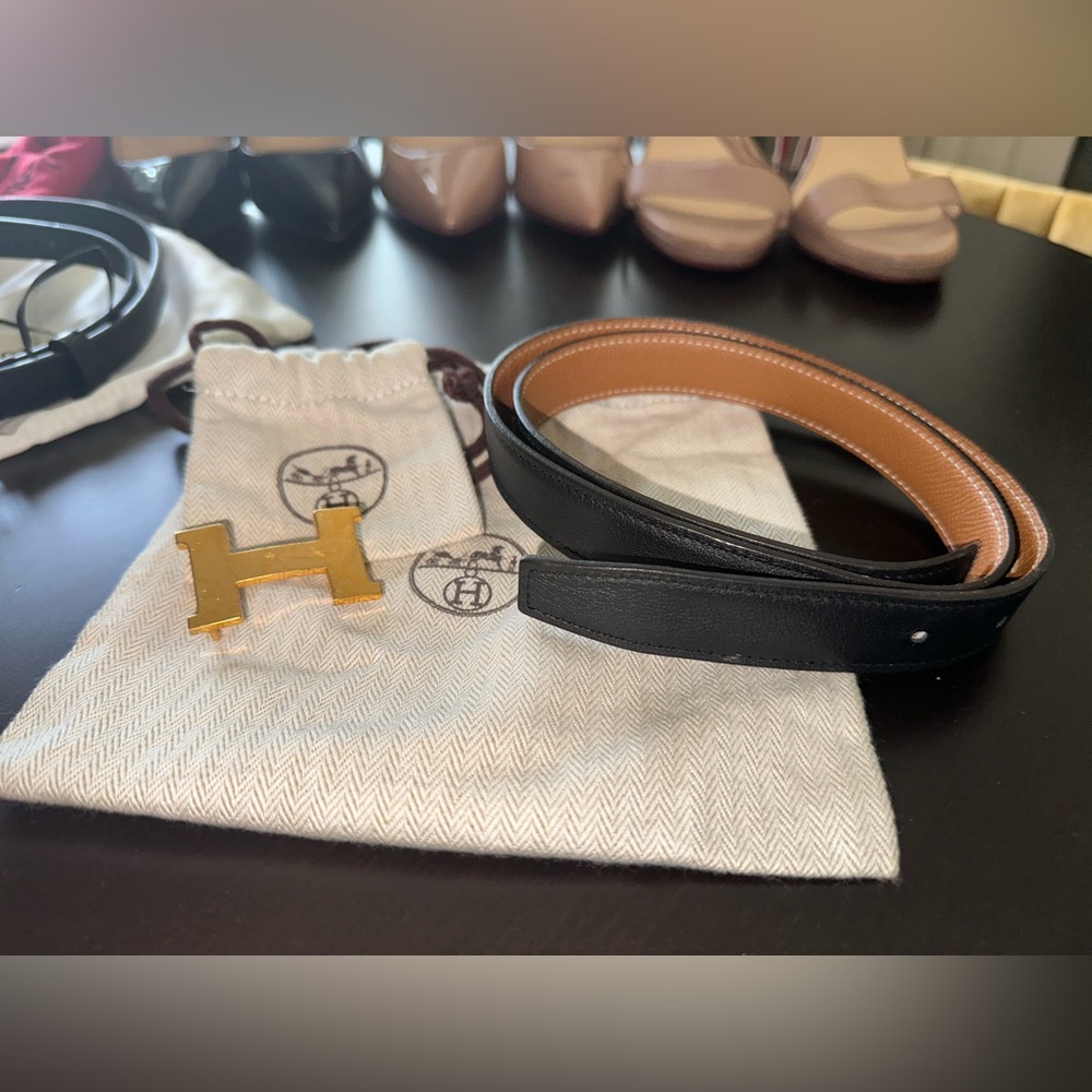 Hermes Reversible Constance Belt 24MM Blk/ Tan size 75